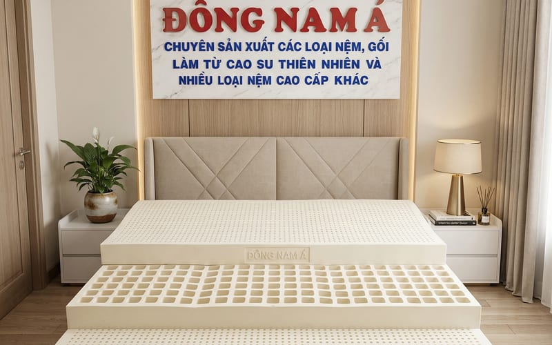 Sản phẩm nệm cao su tại nhà máy Đông Nam Á